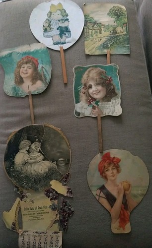 Six early 1900 paddle fans - 1900,
