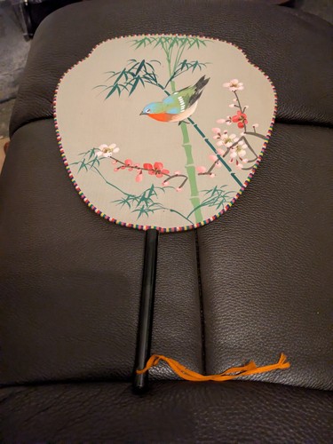 Vintage chinese silk paddle - silk,