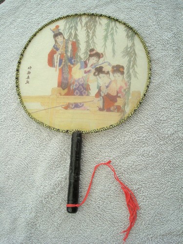 Vintage silk printed paddle - vintage,