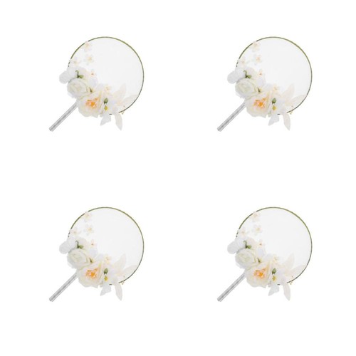 4pcs white embroidered - 4pcs,