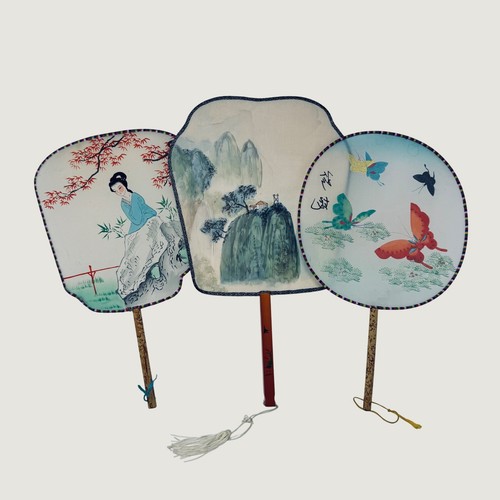 Vintage chinese silk paddle - chinese,