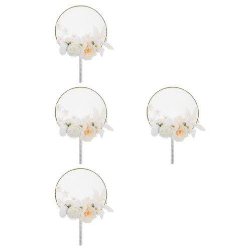 White embroidery round fans - white,