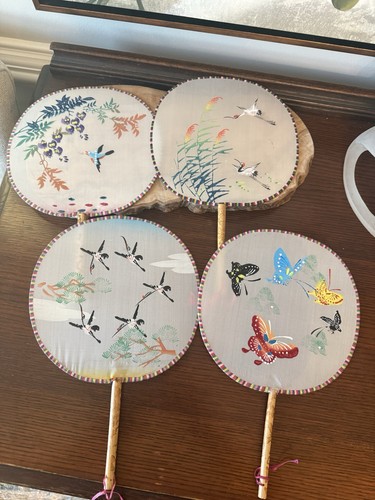 Silk paddle fans hand - silk,